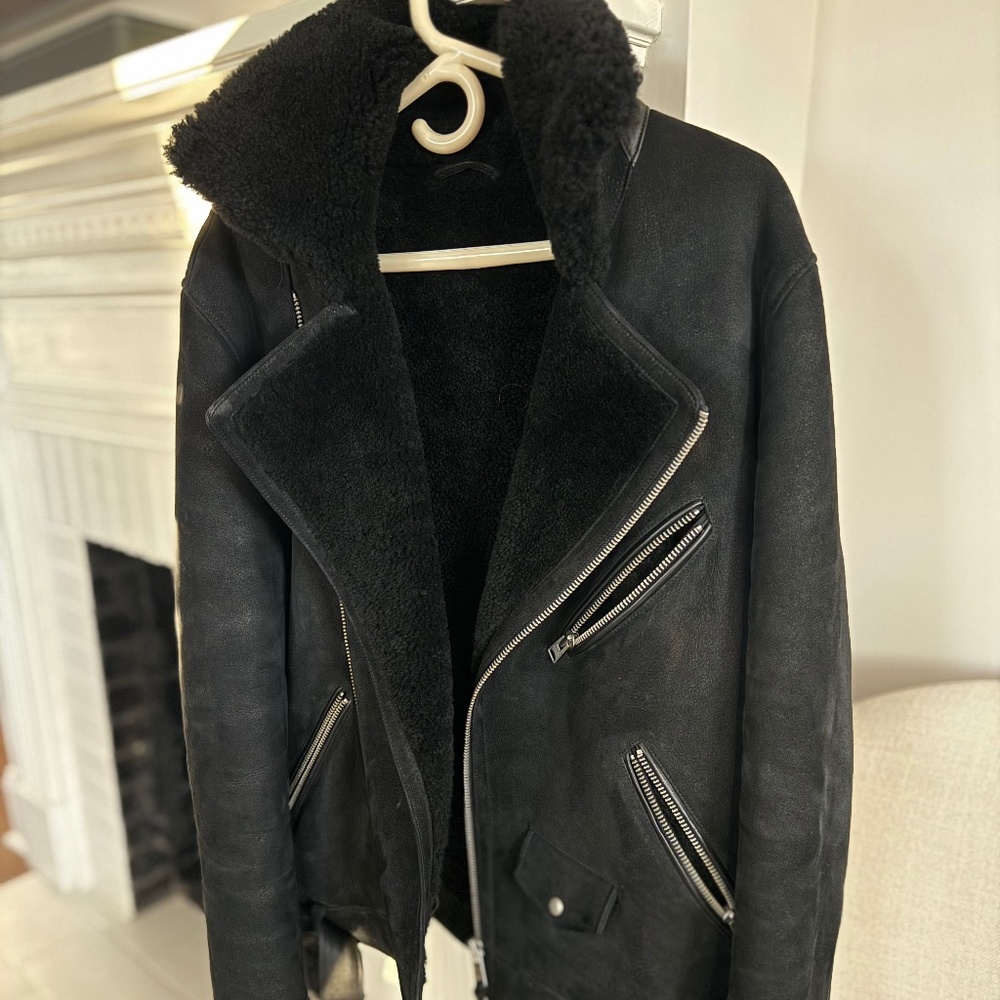 All Saints Men’s Terro Shearling Leather Biker Jacket